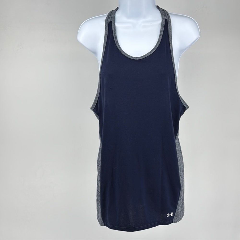 Under Armour Dark Blue and Heather Blue Athletic Tank- Heatgear